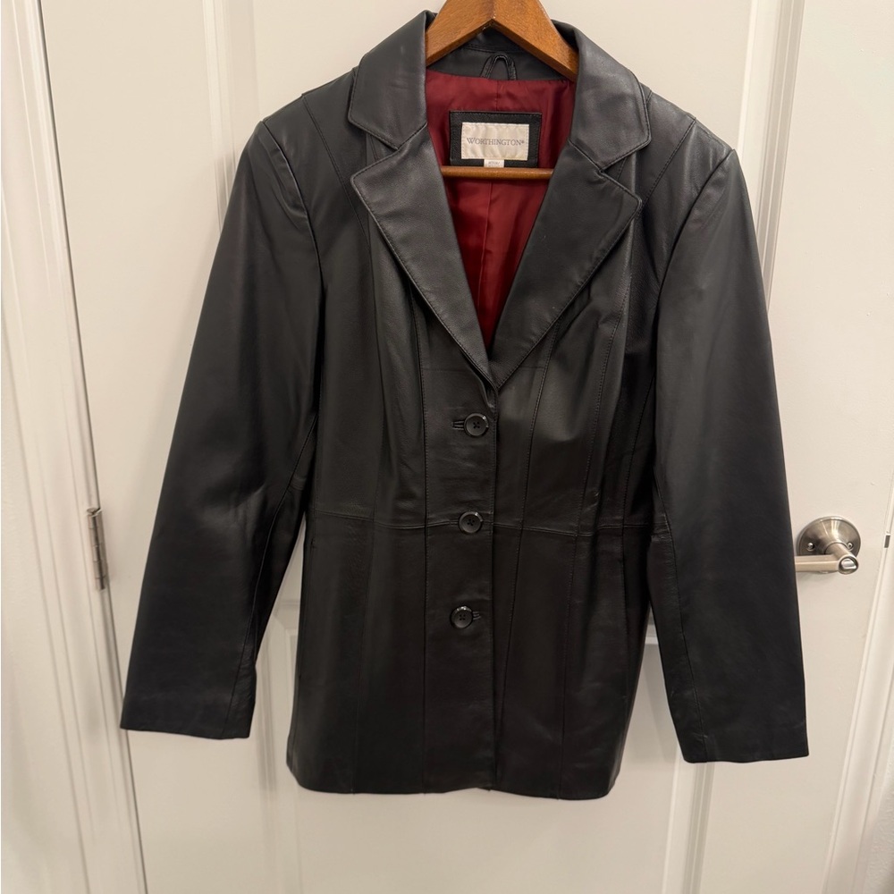 PRICE DROP TONIGHT ONLY
 Worthington Genuine Leather Blazer – Black - Picture 13 of 14